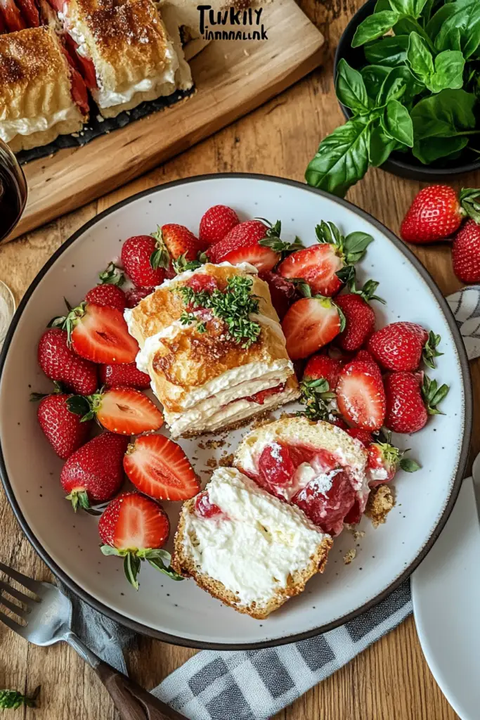 Fluffy Strawberry Shortcake Cheesecake Roll