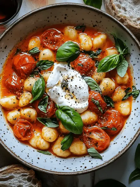 Creamy Tomato Gnocchi with Burrata