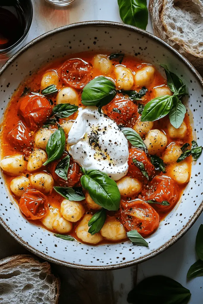 Creamy Tomato Gnocchi with Burrata