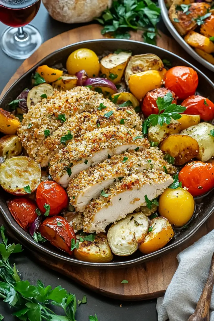 Parmesan Crusted Chicken Sheet Pan
