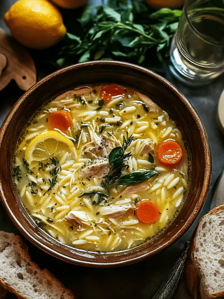 Lemon Chicken Orzo Soup